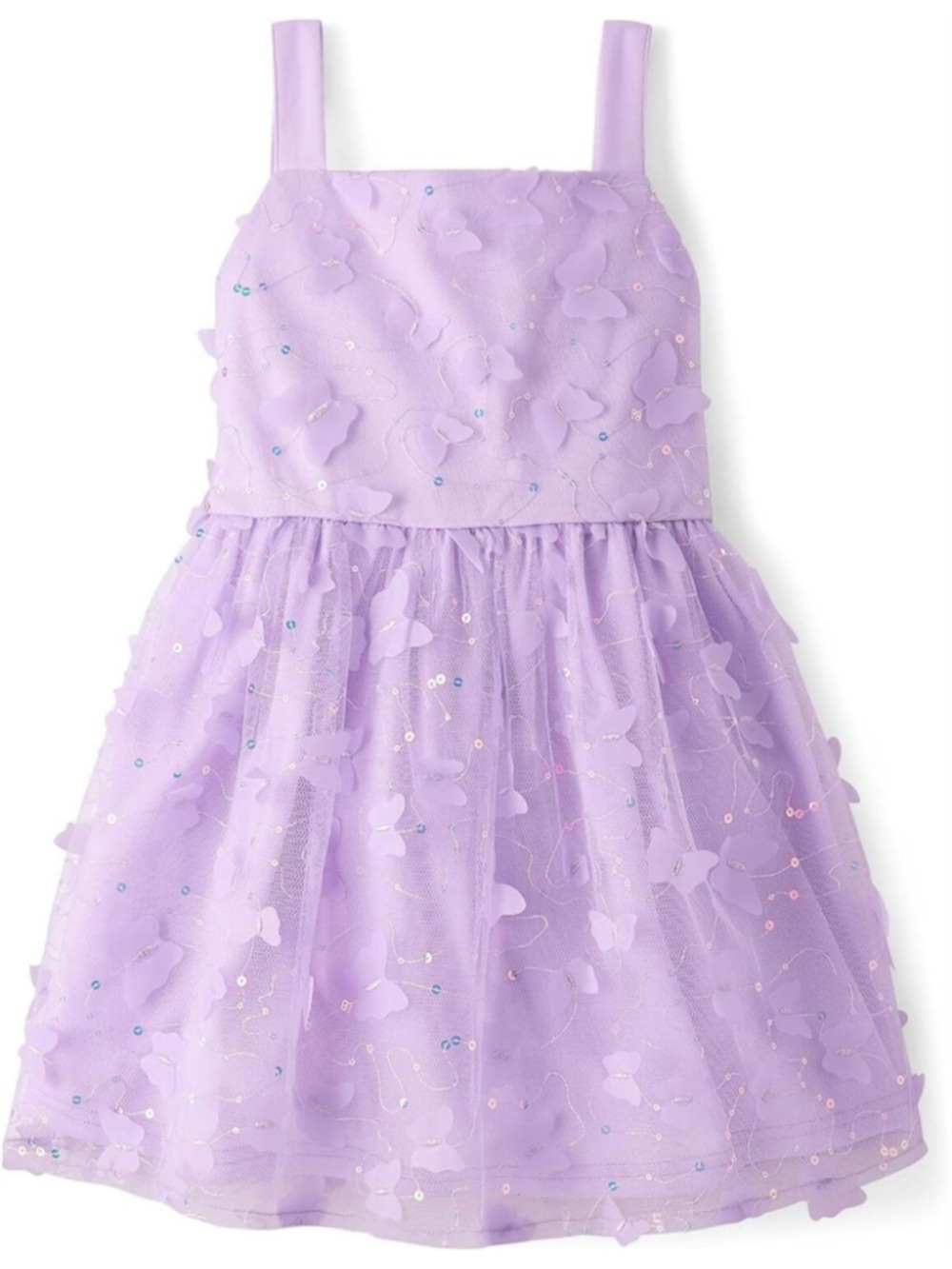 ✨ The Children's Place Girls 3D Butterfly Mesh Fit & Flare Dress Purple 16 NWT